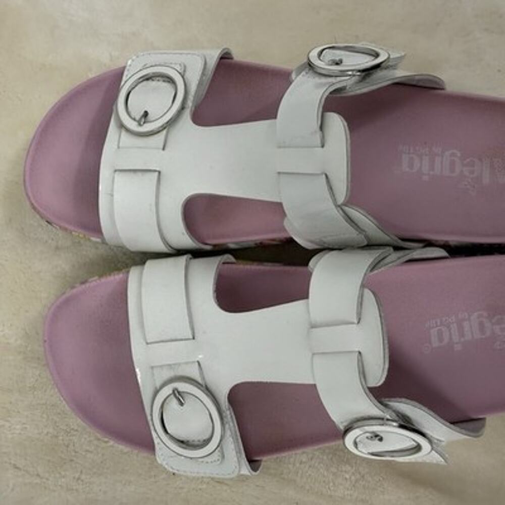 Alegria Vita Platform Slide Sandals 39 US 9 White Patent Leather Pink Floral - Picture 8 of 14